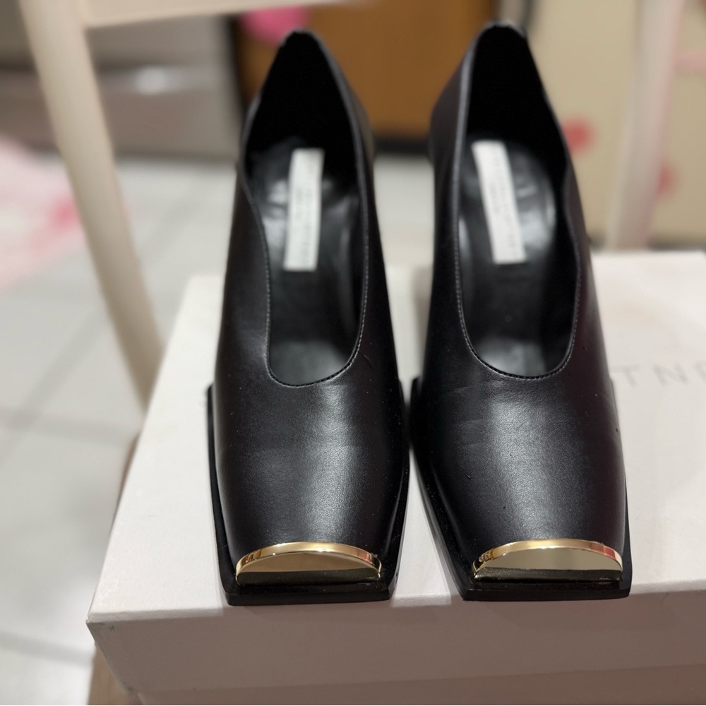 Black Heels with Gold Accents